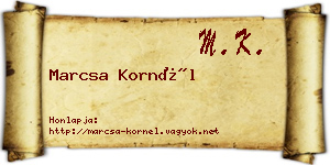 Marcsa Kornél névjegykártya